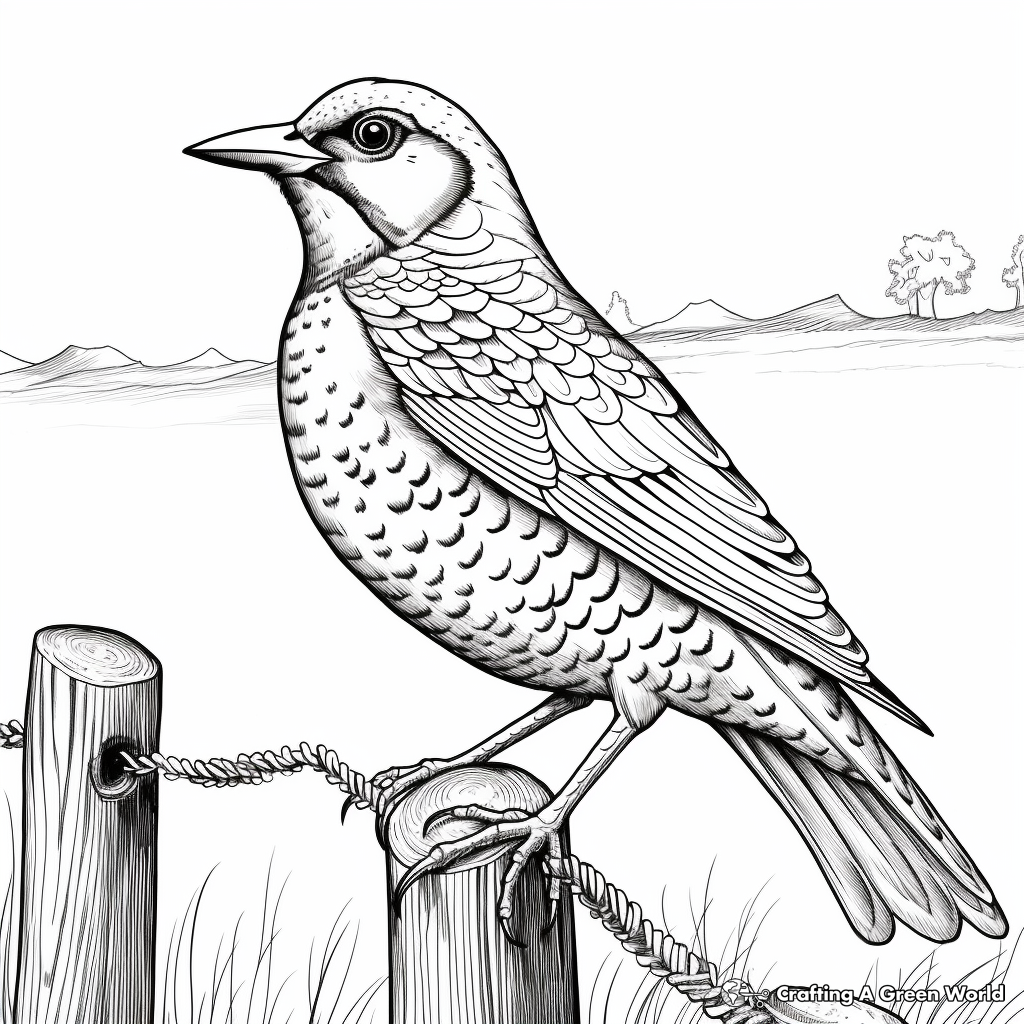 Intricate Artistic Western Meadowlark Designs for Coloring 2