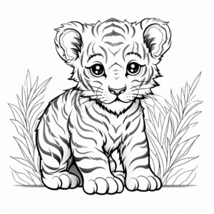 Intricate Baby White Tiger Coloring Pages 1