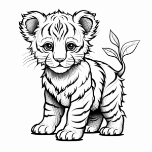 Intricate Baby White Tiger Coloring Pages 4