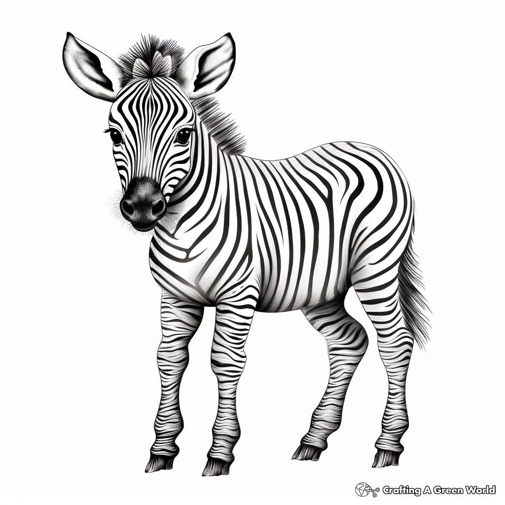 Intricate Baby Zebra Coloring Pages for Artists 1
