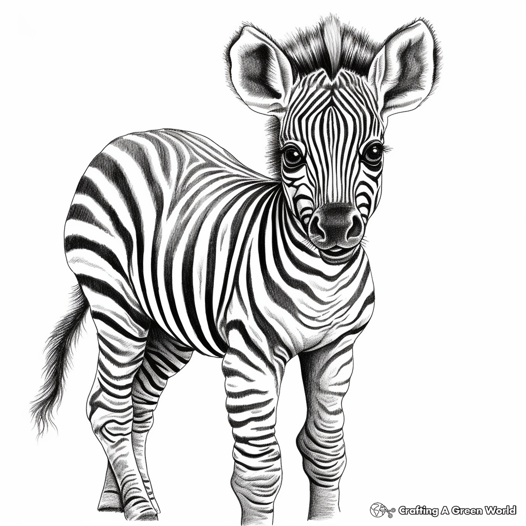 Intricate Baby Zebra Coloring Pages for Artists 2