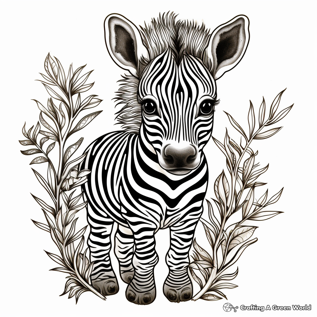 Intricate Baby Zebra Coloring Pages for Artists 4
