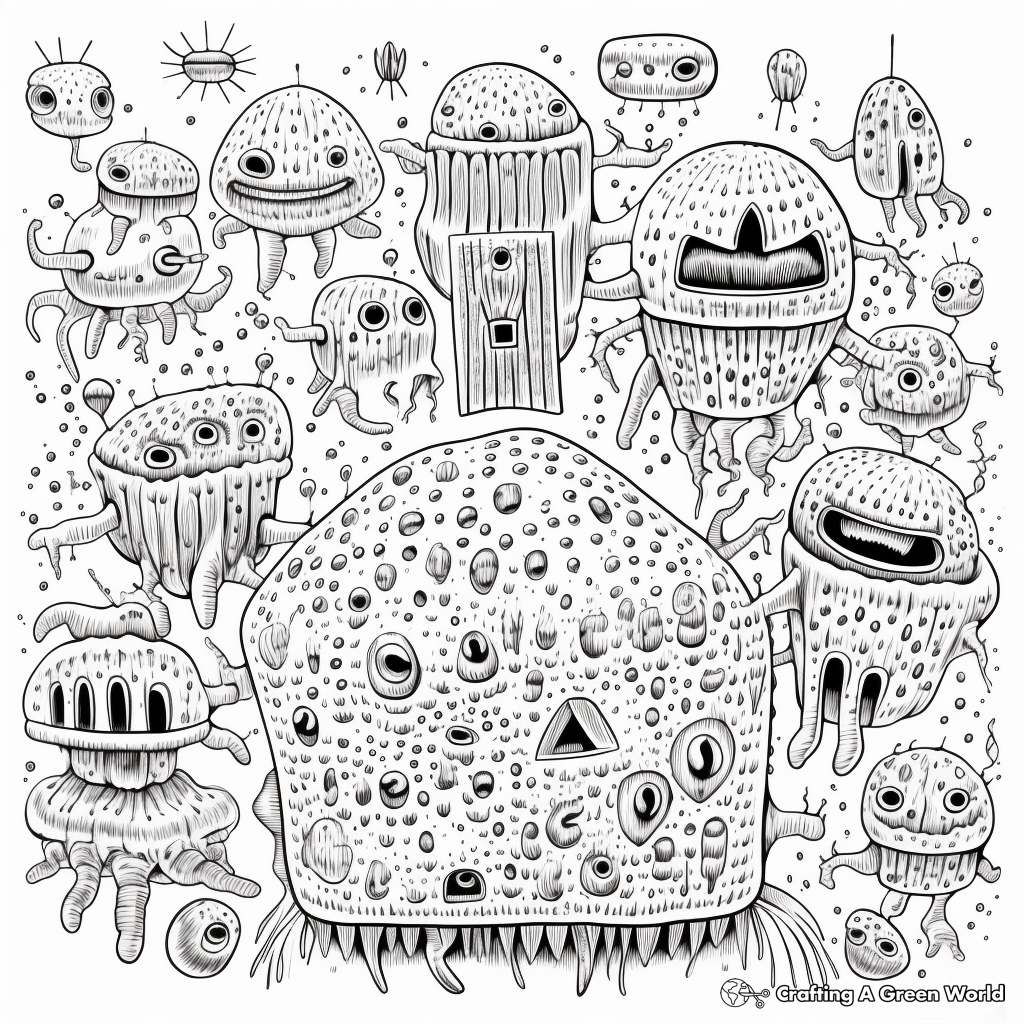 Intricate Bacteria Germ Coloring Pages 2