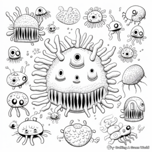 Intricate Bacteria Germ Coloring Pages 3