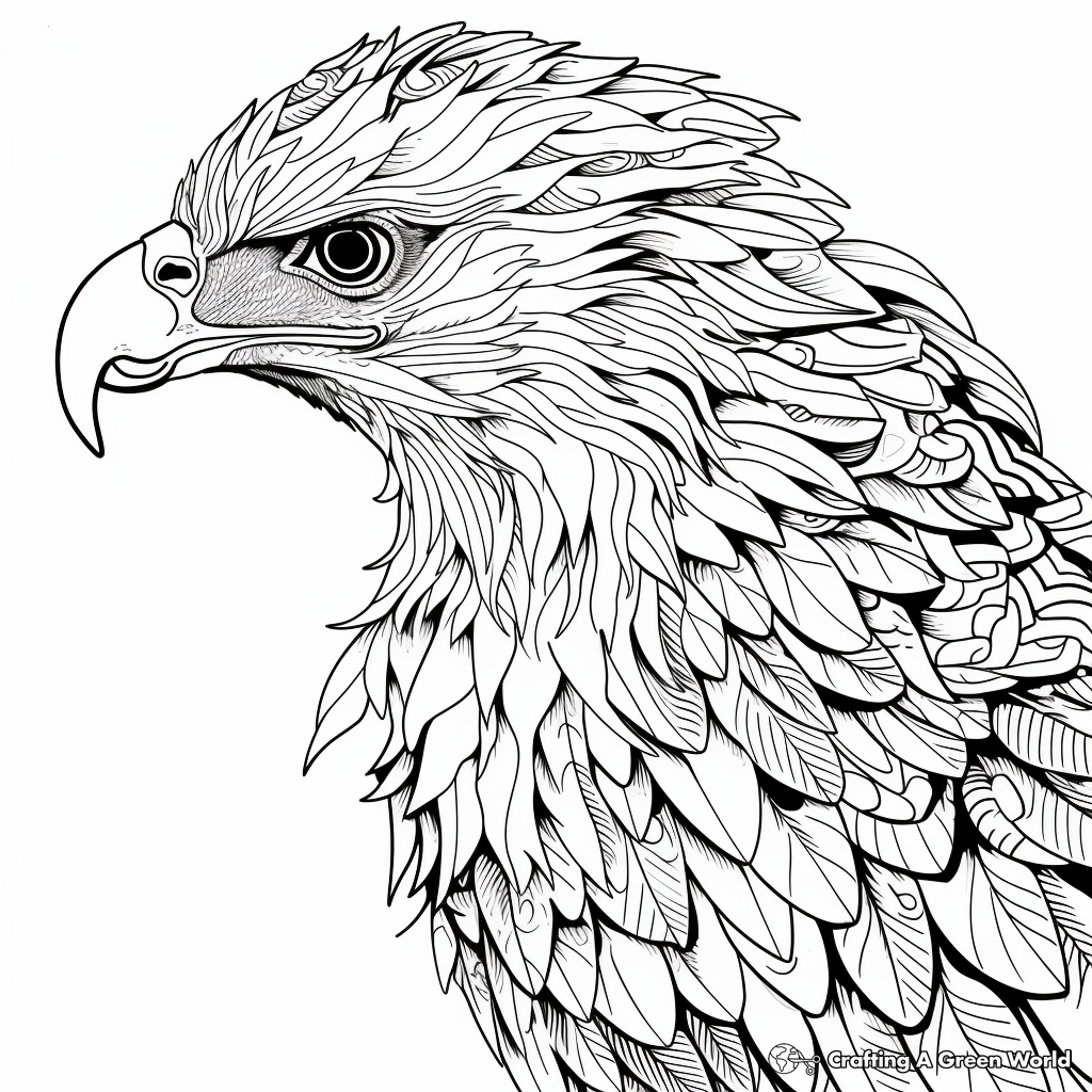 Intricate Bald Golden Eagle Coloring Pages 4