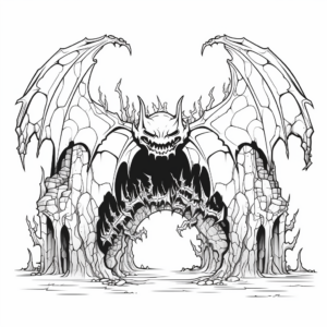 Intricate Bat Cave Coloring Pages for Adults 4