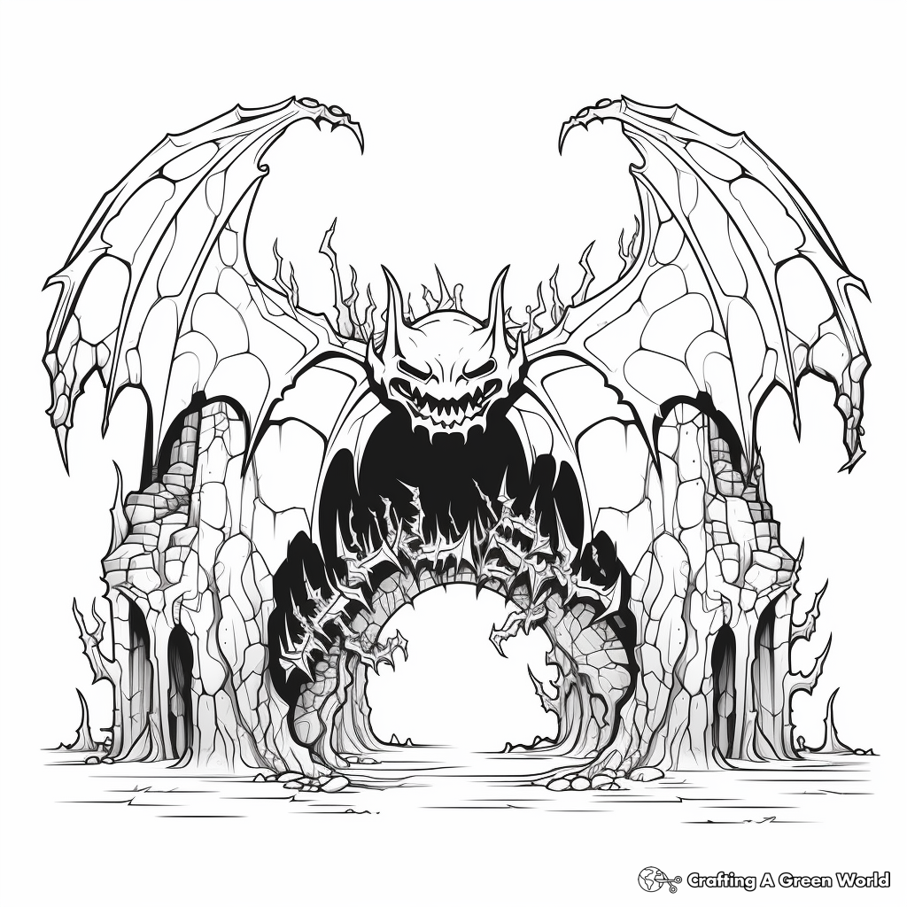 Intricate Bat Cave Coloring Pages for Adults 4