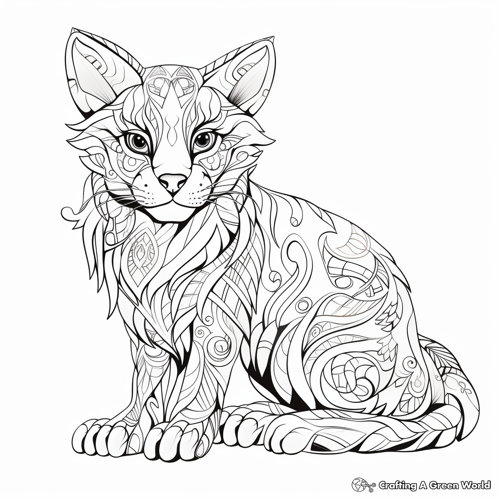 Intricate Bengal Cat Coloring Pages for Artists 4