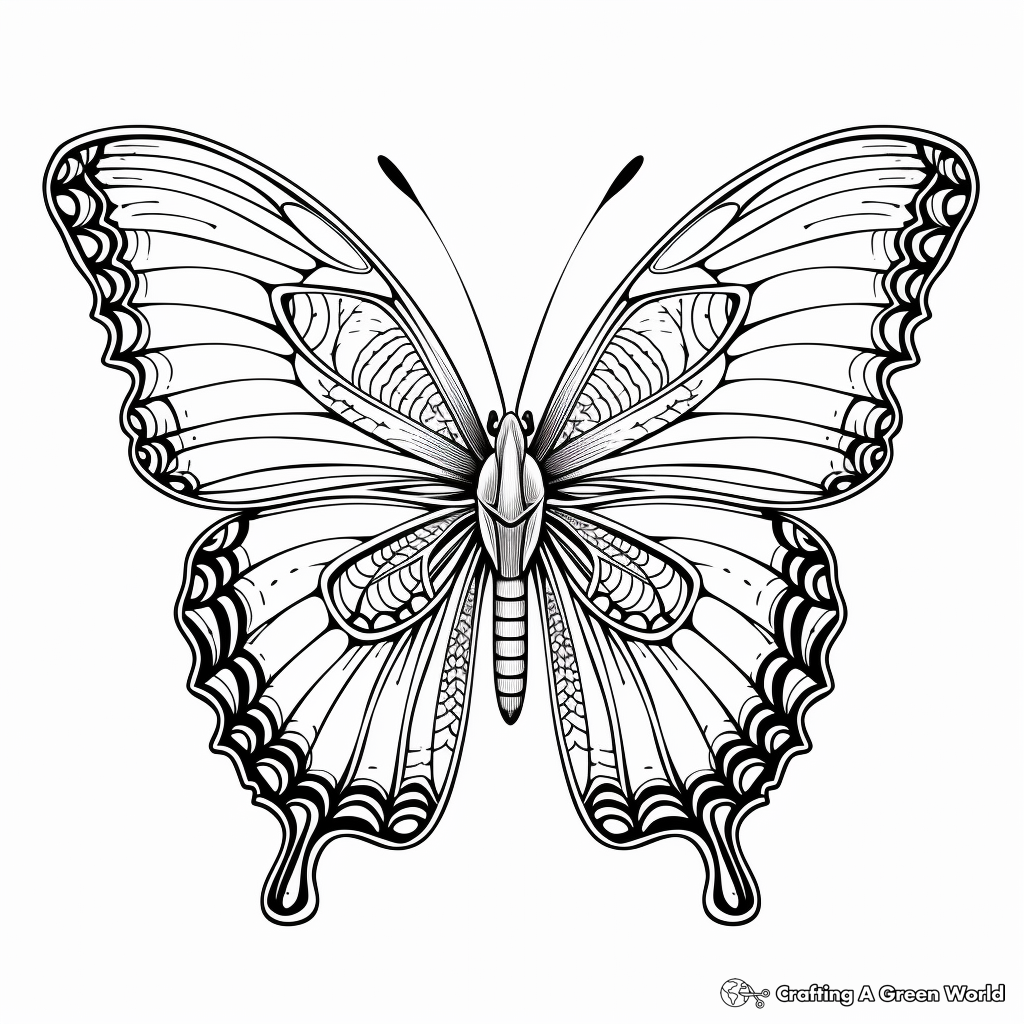 Intricate Blue Morpho Butterfly Coloring Pages for Adults 1