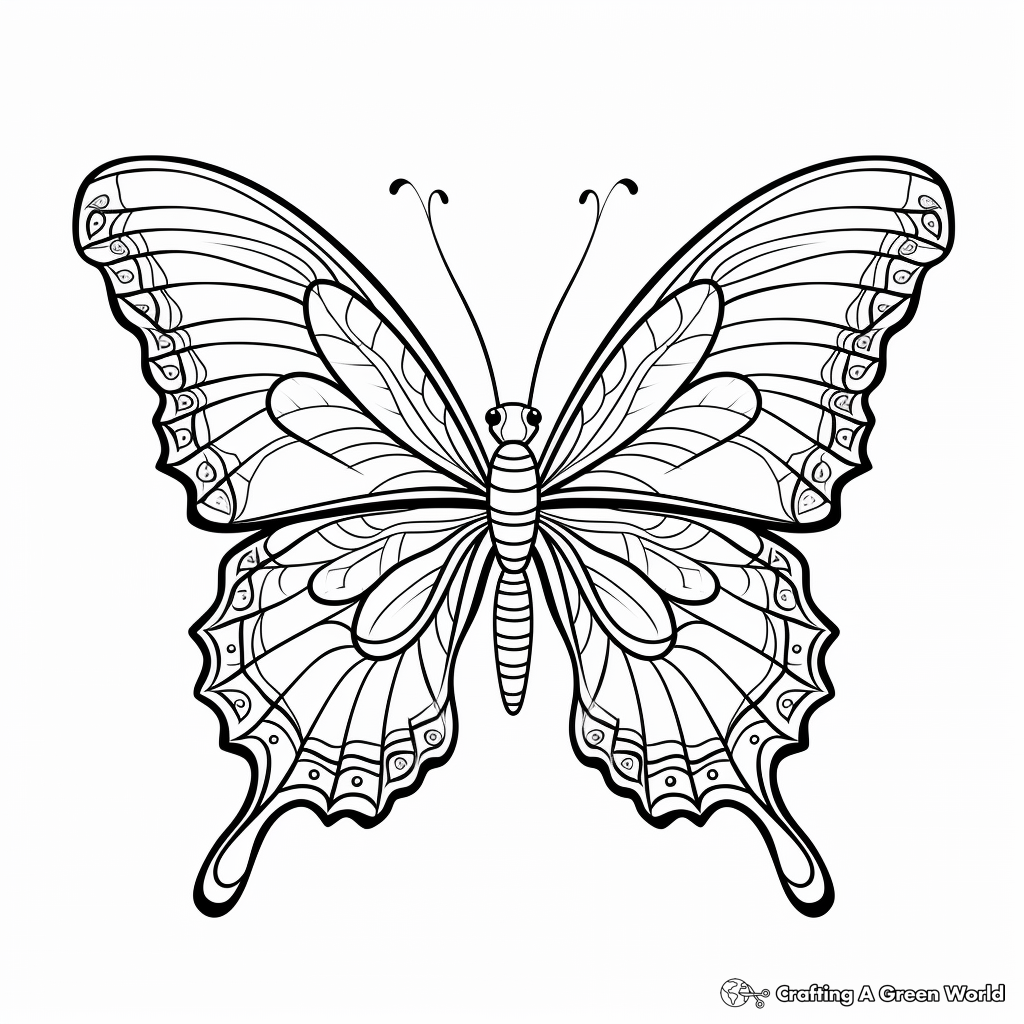 Intricate Blue Morpho Butterfly Coloring Pages for Adults 2
