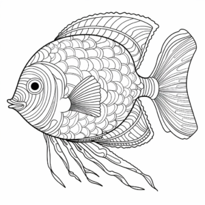 Intricate Blue Tang Fish Coloring Pages 1