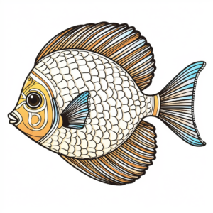 Intricate Blue Tang Fish Coloring Pages 2