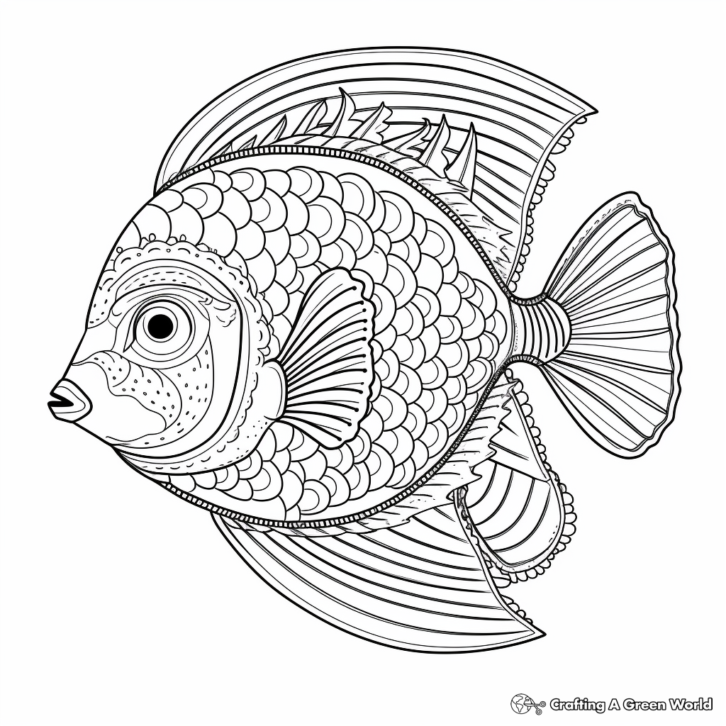 Intricate Blue Tang Fish Coloring Pages 4