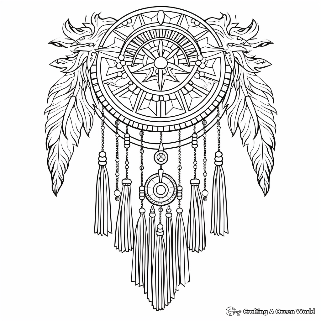 Intricate Boho Tassel Rainbow Coloring Pages 4