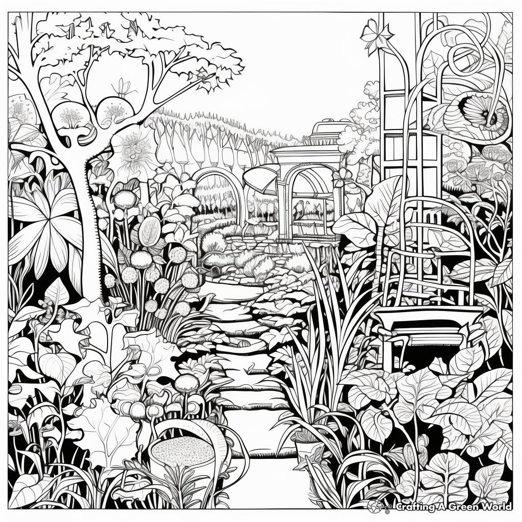 Intricate Botanical Garden Coloring Sheets 3
