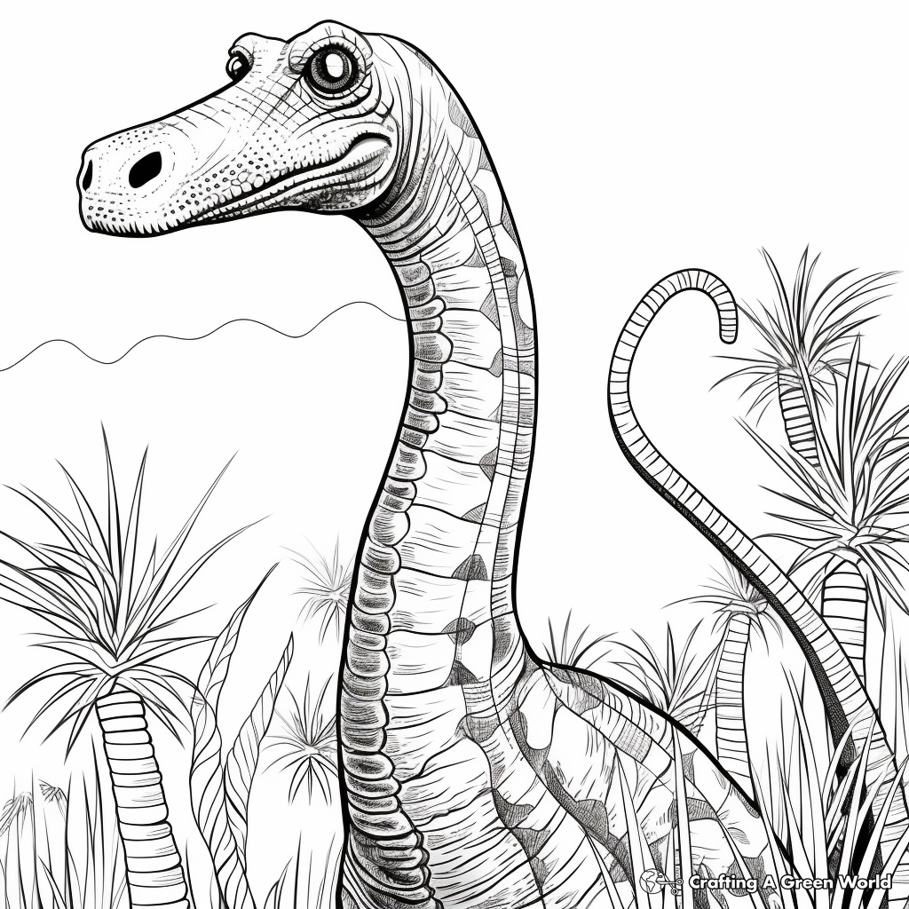 Intricate Brachiosaurus Coloring Pages 4