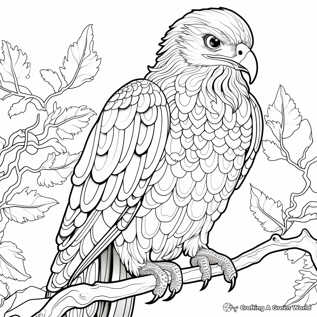 Intricate Broad-winged Hawk Coloring Pages 2