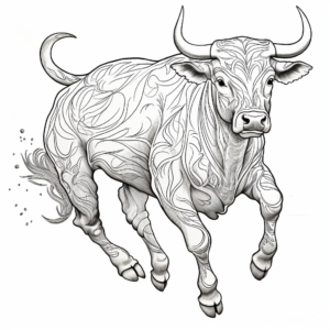 Intricate Bucking Bull Coloring Sheets 1