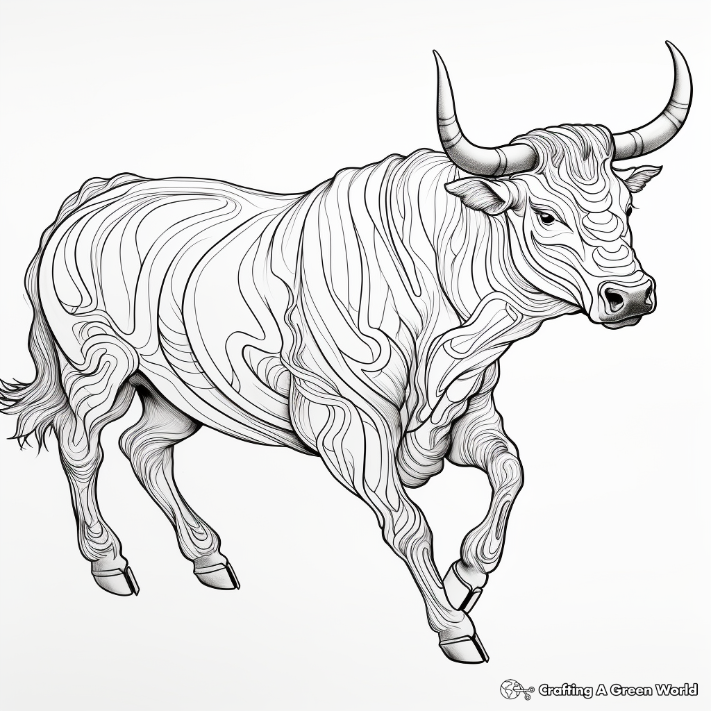Intricate Bucking Bull Coloring Sheets 2