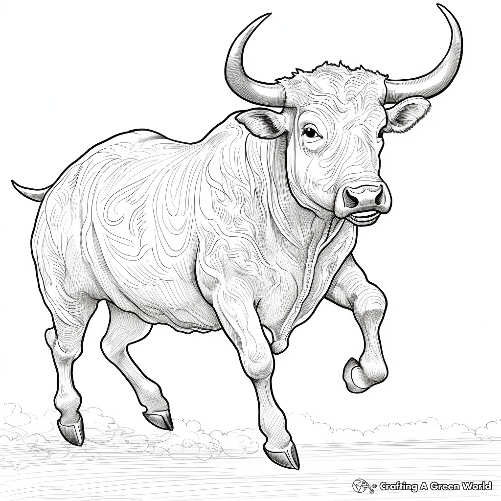 Intricate Bucking Bull Coloring Sheets 3