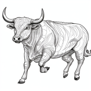Intricate Bucking Bull Coloring Sheets 4