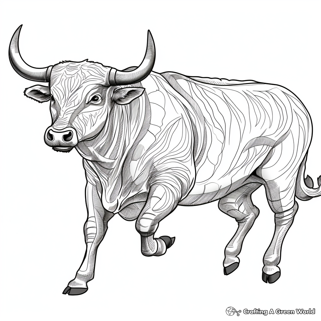 Intricate Bucking Bull Coloring Sheets 4