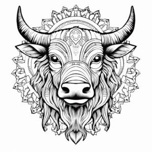 Intricate Bull Mandala Coloring Pages for Adults 1