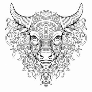 Intricate Bull Mandala Coloring Pages for Adults 4