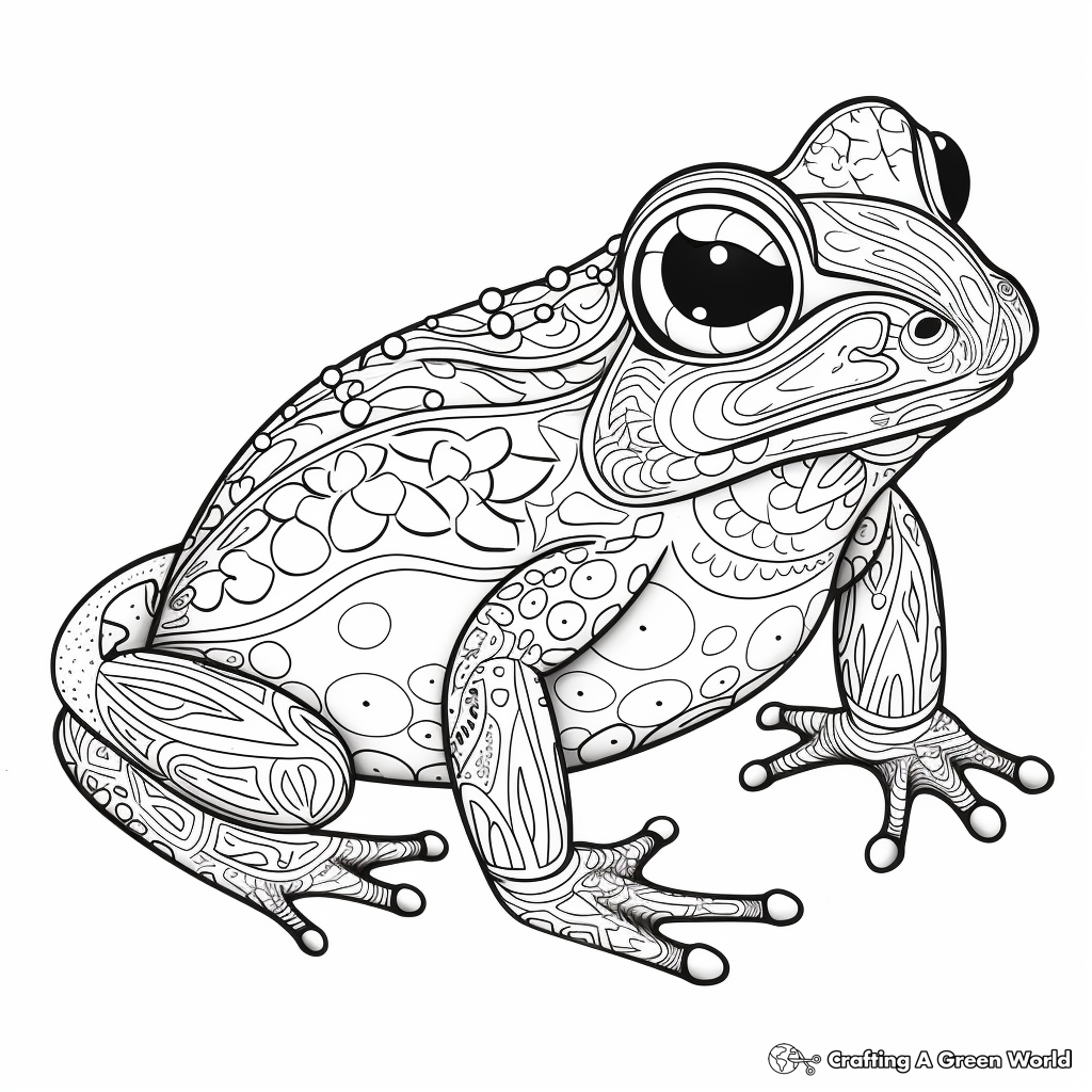Intricate Bullfrog Coloring Pages for Artists 3