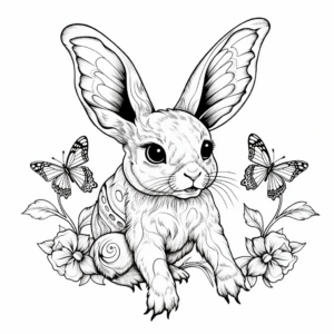 Intricate Bunny and Butterfly Coloring Pages 1