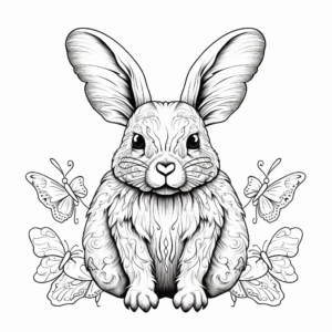 Intricate Bunny and Butterfly Coloring Pages 2
