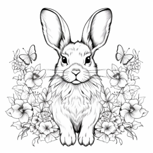 Intricate Bunny and Butterfly Coloring Pages 3