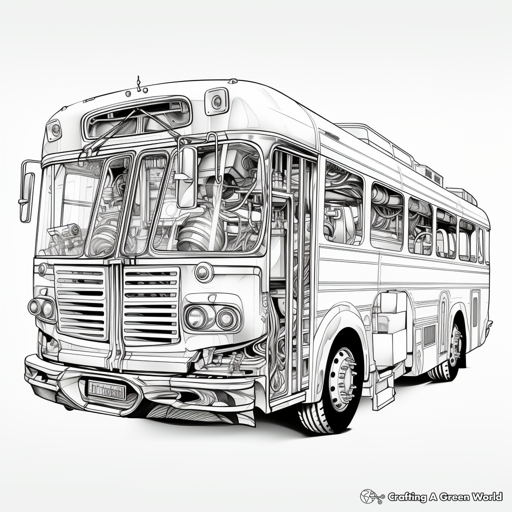 Intricate Bus Engine System Coloring Pages 1