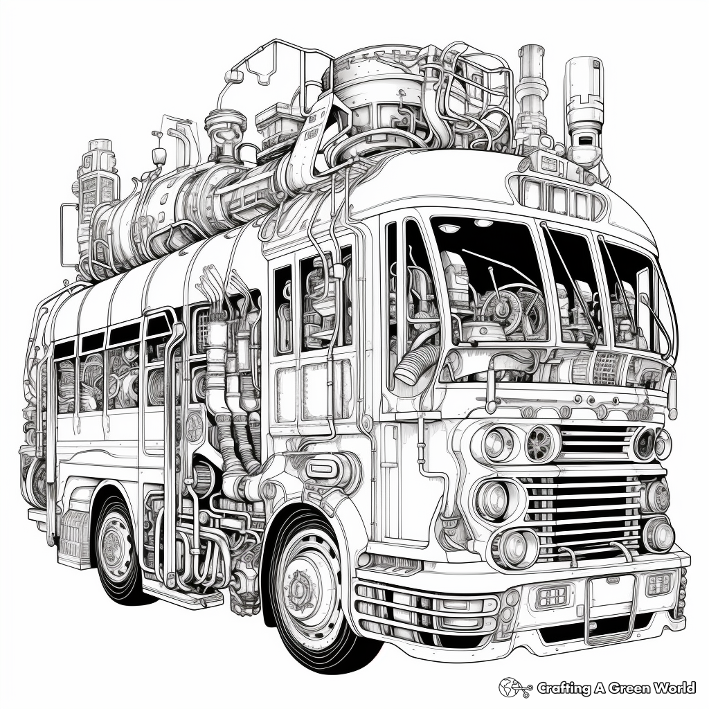 Intricate Bus Engine System Coloring Pages 3