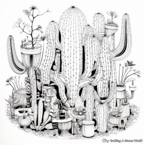 Intricate Cactus Plant Coloring Pages for Artists 3