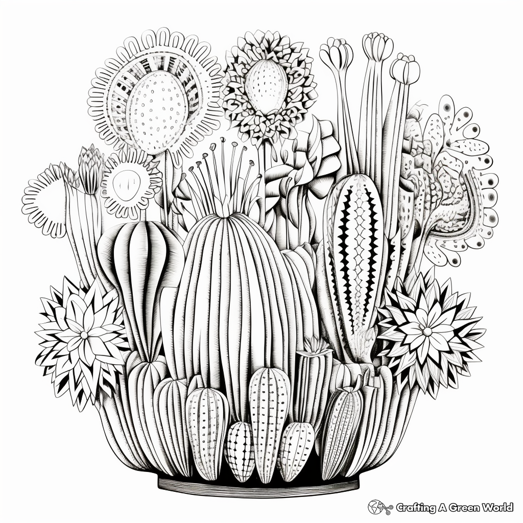 Intricate Cactus Plant Coloring Pages for Artists 4