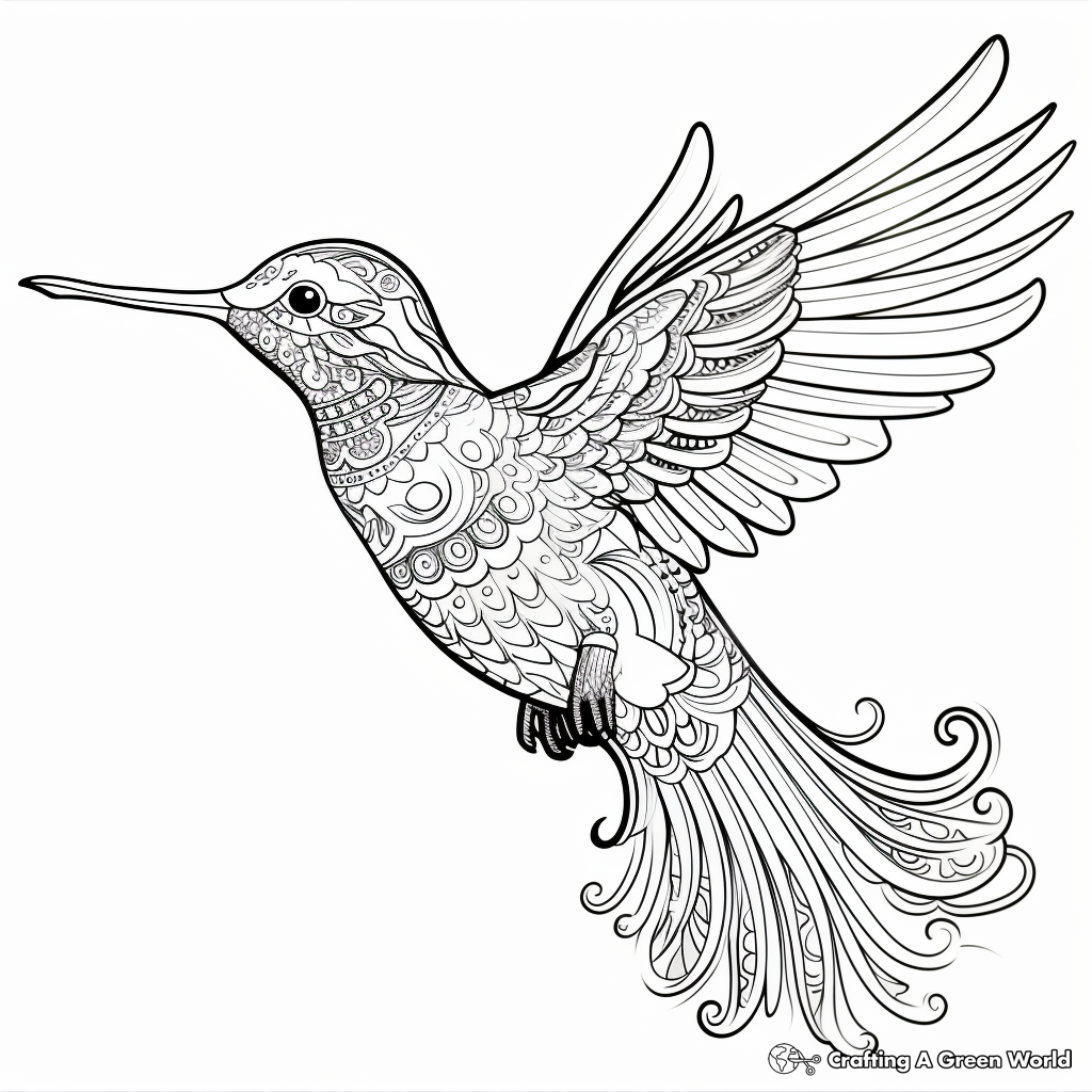 Intricate Calliope Hummingbird Coloring Pages 3