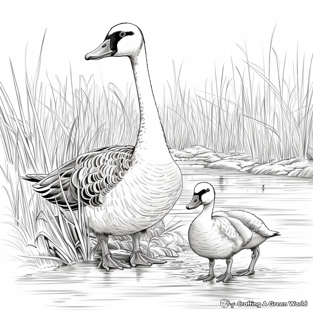 Intricate Canada Geese Coloring Pages for Adults 1