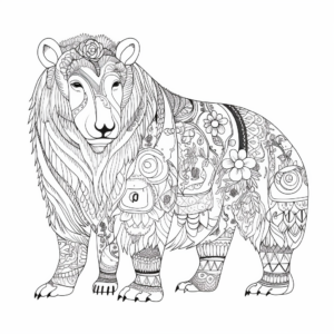 Intricate Capybara Coloring Pages for Adults 1