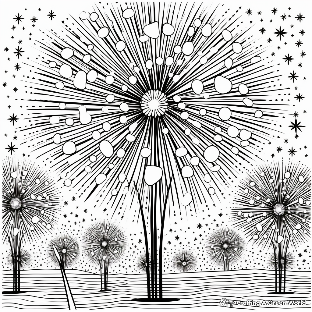 Intricate Cascade Fireworks Coloring Pages 3