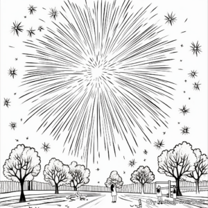 Intricate Cascade Fireworks Coloring Pages 4