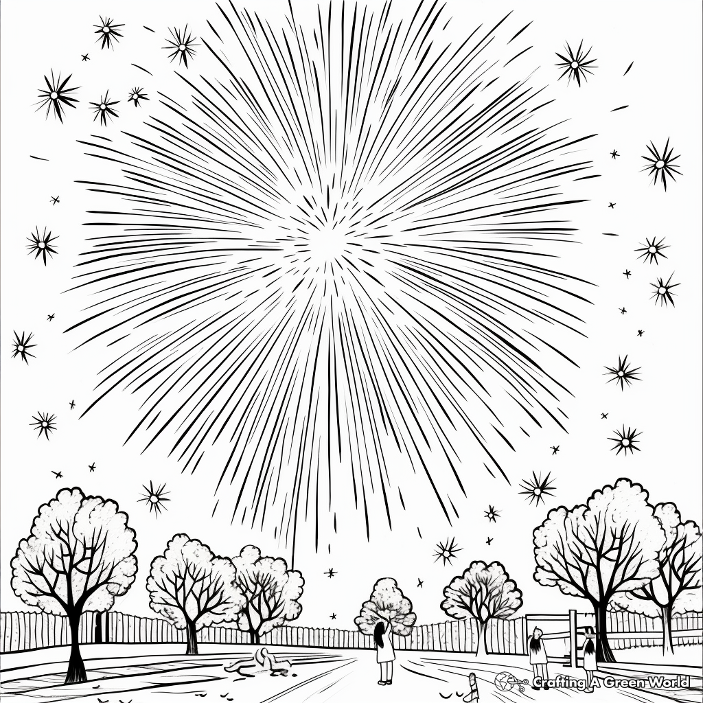 Intricate Cascade Fireworks Coloring Pages 4