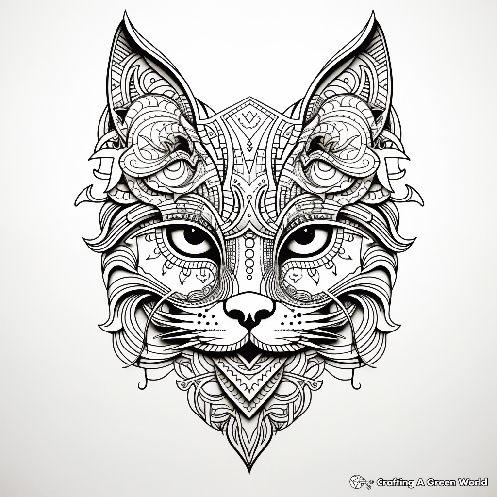 Intricate Cat Head Coloring Pages 3