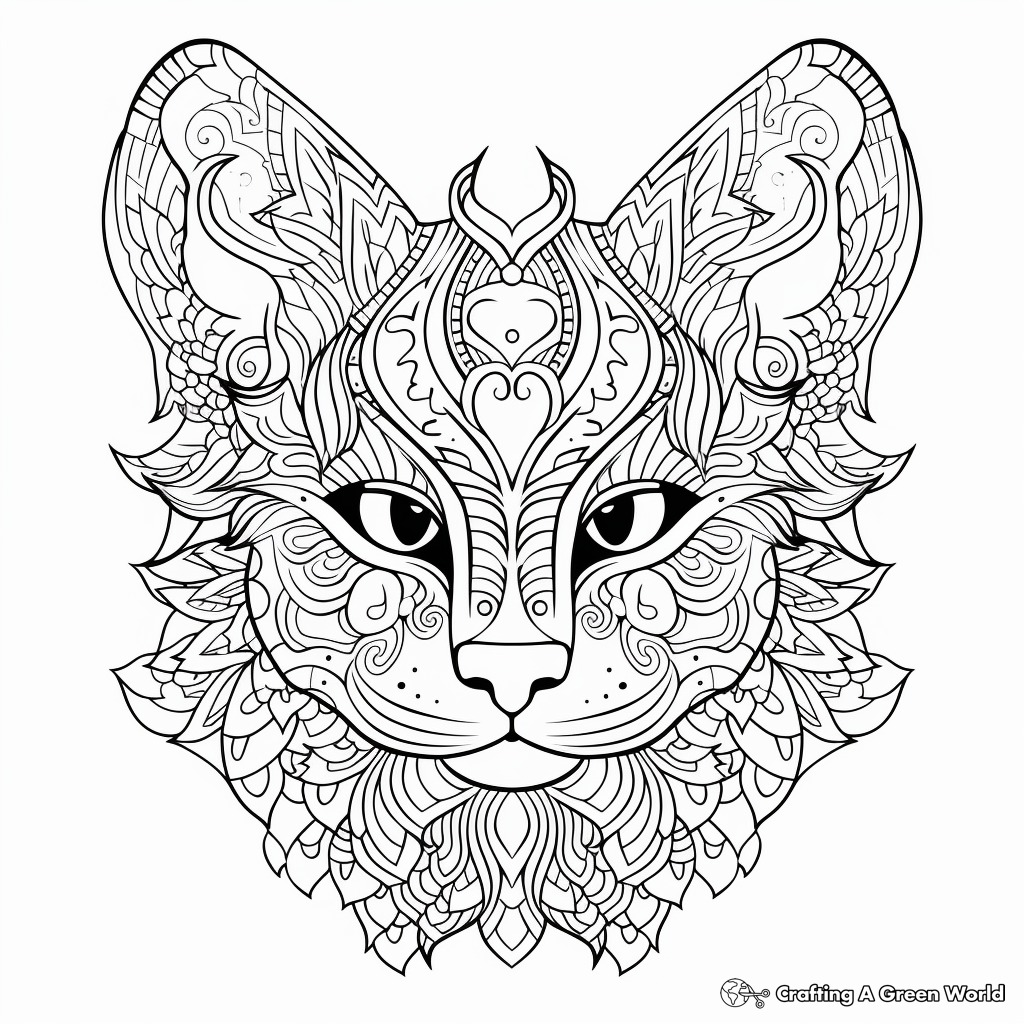 Intricate Cat Head Coloring Pages 4
