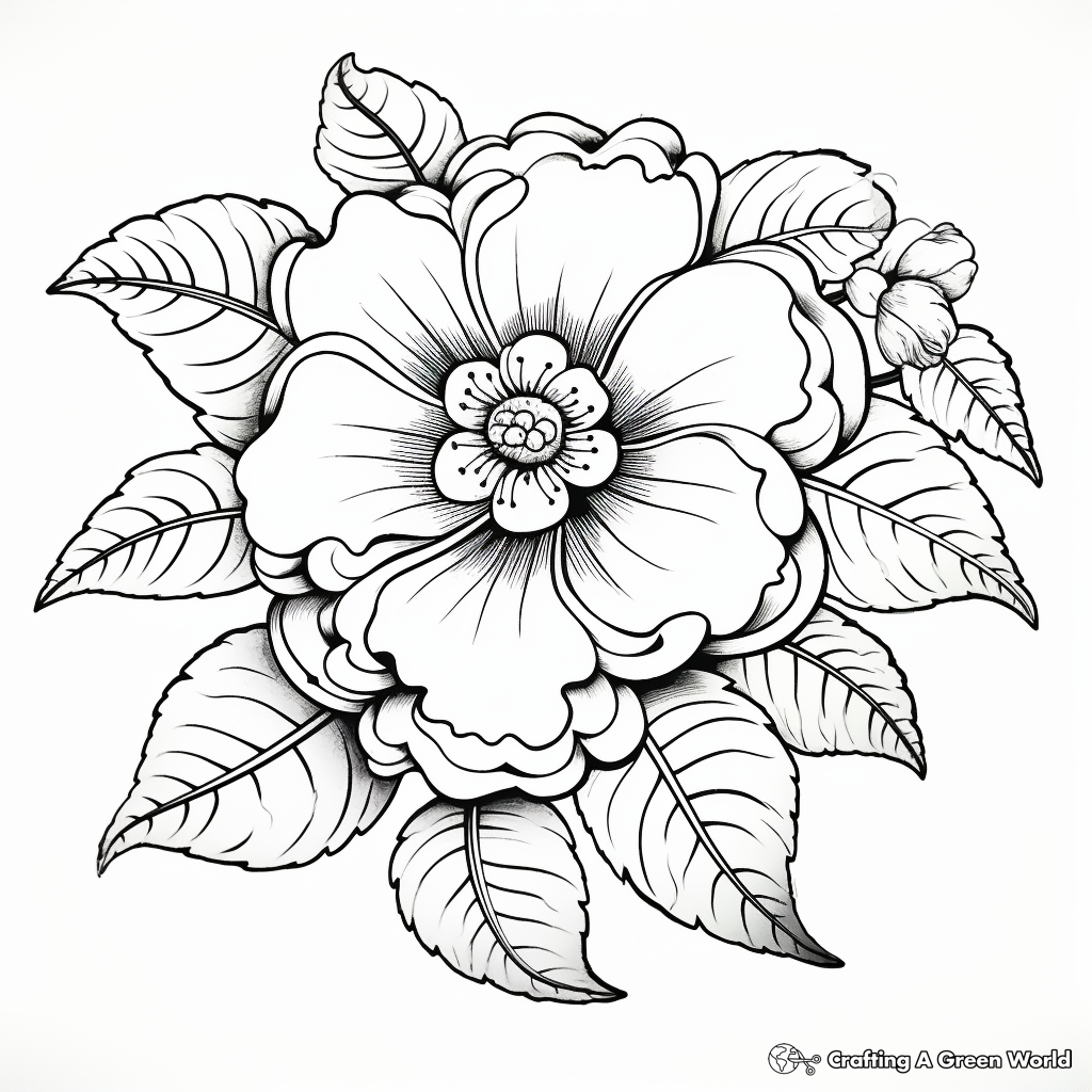 Intricate Cherry Blossom Flower Coloring Pages 1