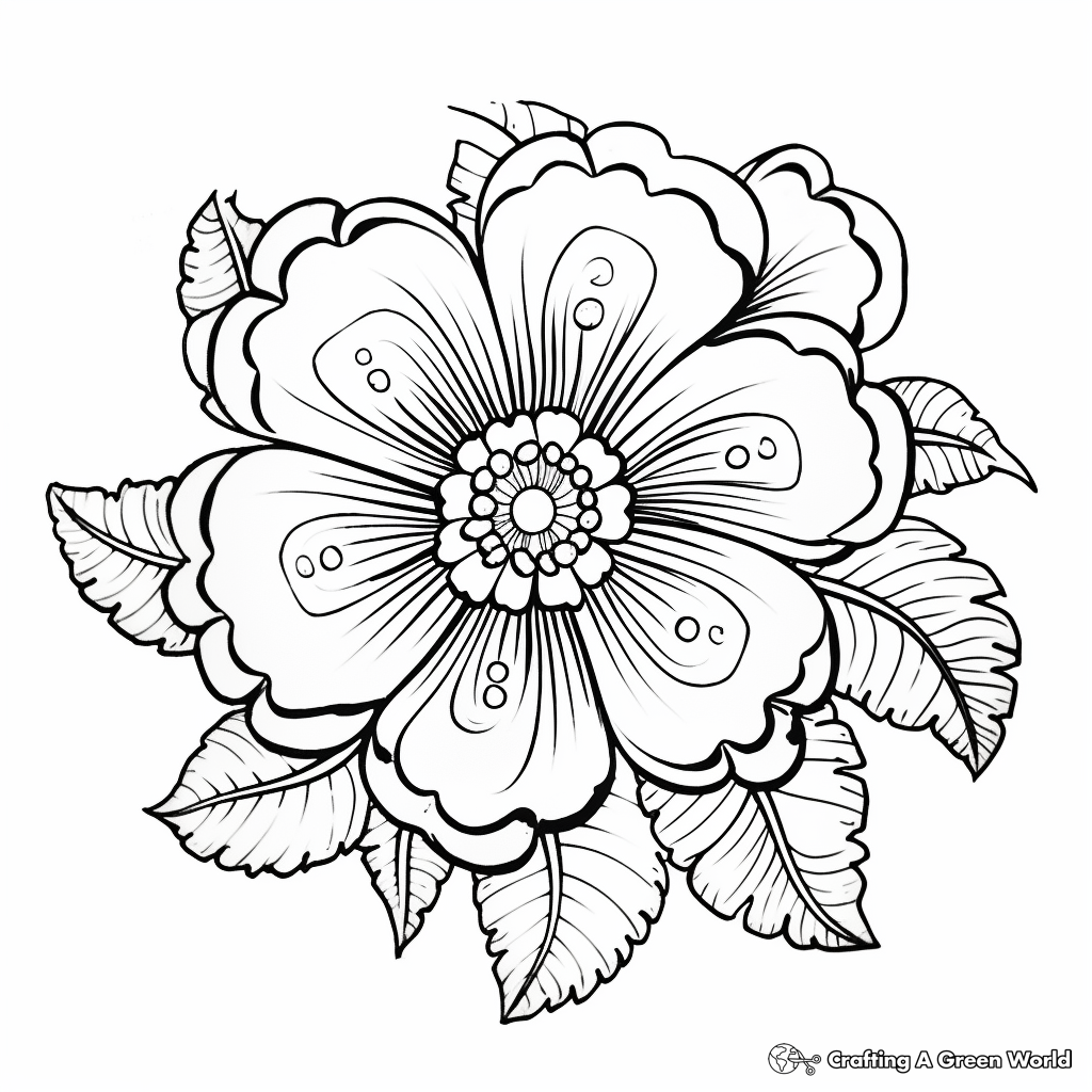 Intricate Cherry Blossom Flower Coloring Pages 2