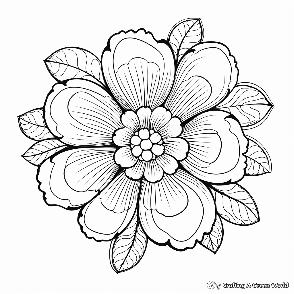 Intricate Cherry Blossom Flower Coloring Pages 4