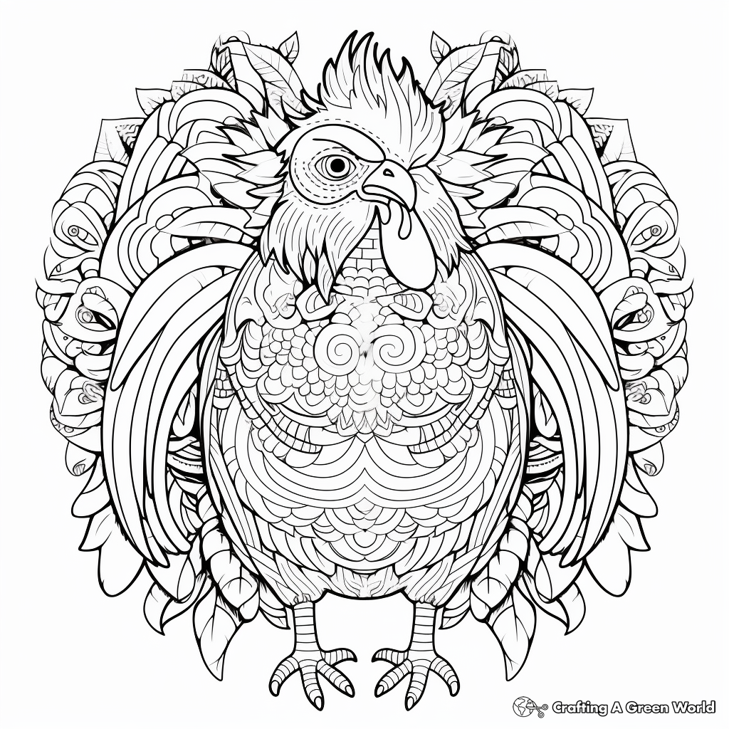 Intricate Chicken Mandala Coloring Pages 2