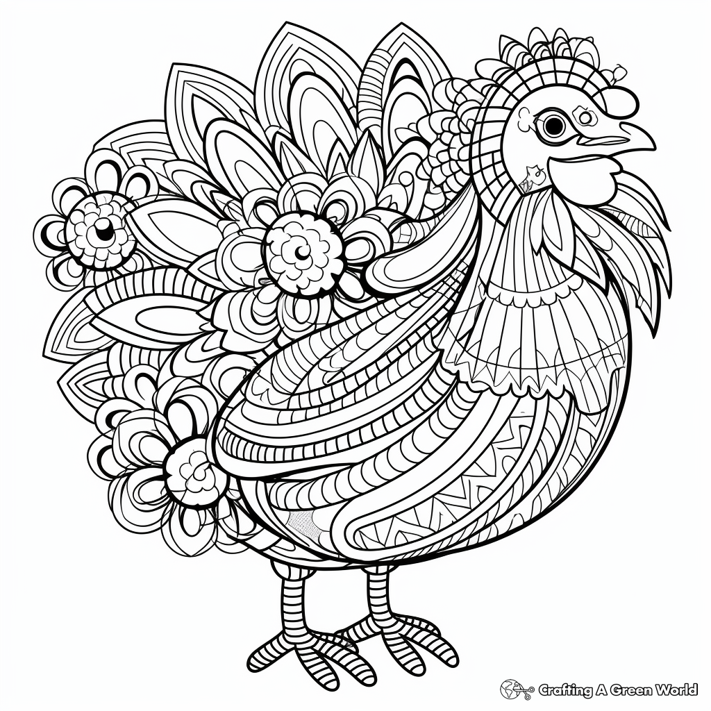 Intricate Chicken Mandala Coloring Pages 4