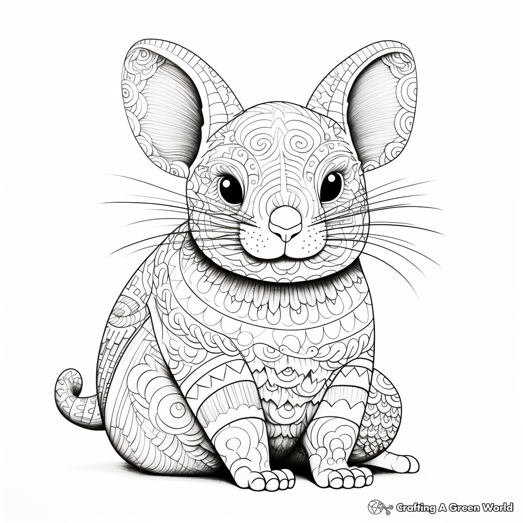 Intricate Chinchilla Artwork Coloring Pages 1